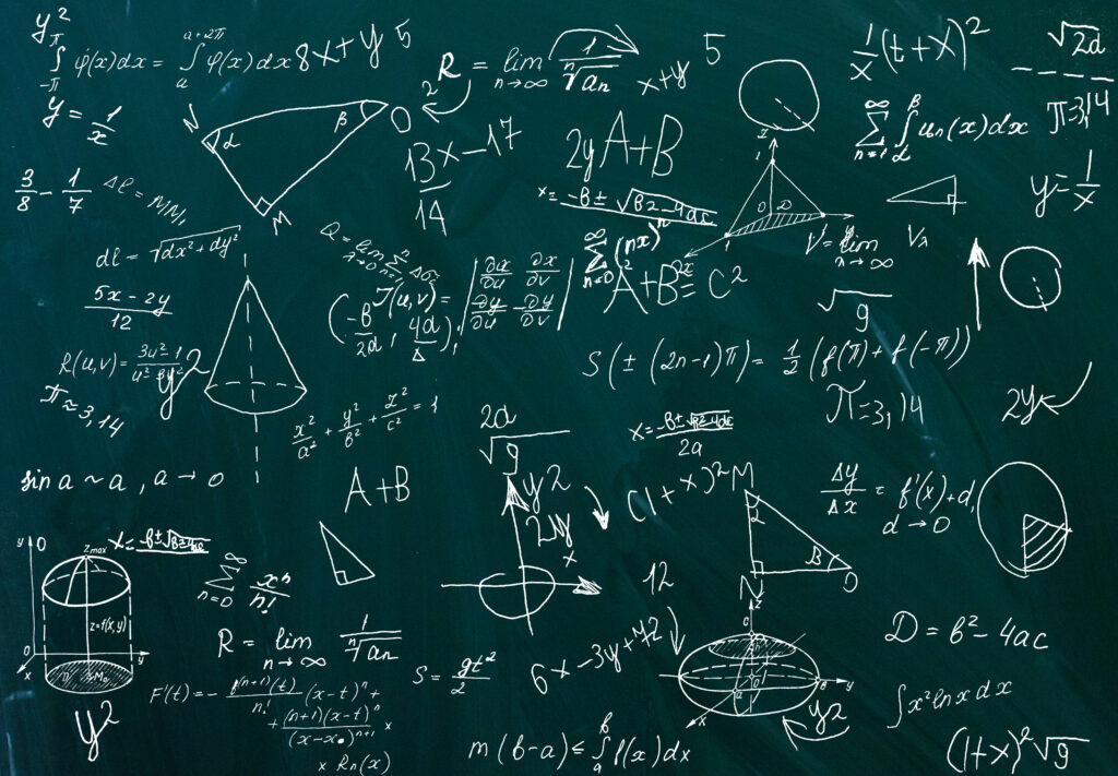 close up math formulas blackboard